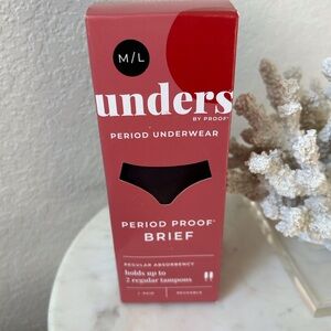 UNDERS BY PROOF PERIOD UNDERWEAR IN M/L NIB BLACK BRIEF